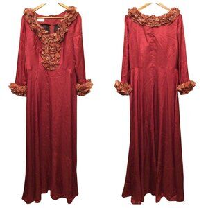 Young's Womens Long Maxi Dress Formal Gown Ruffle Neck Cuffs Whimsical Fairy